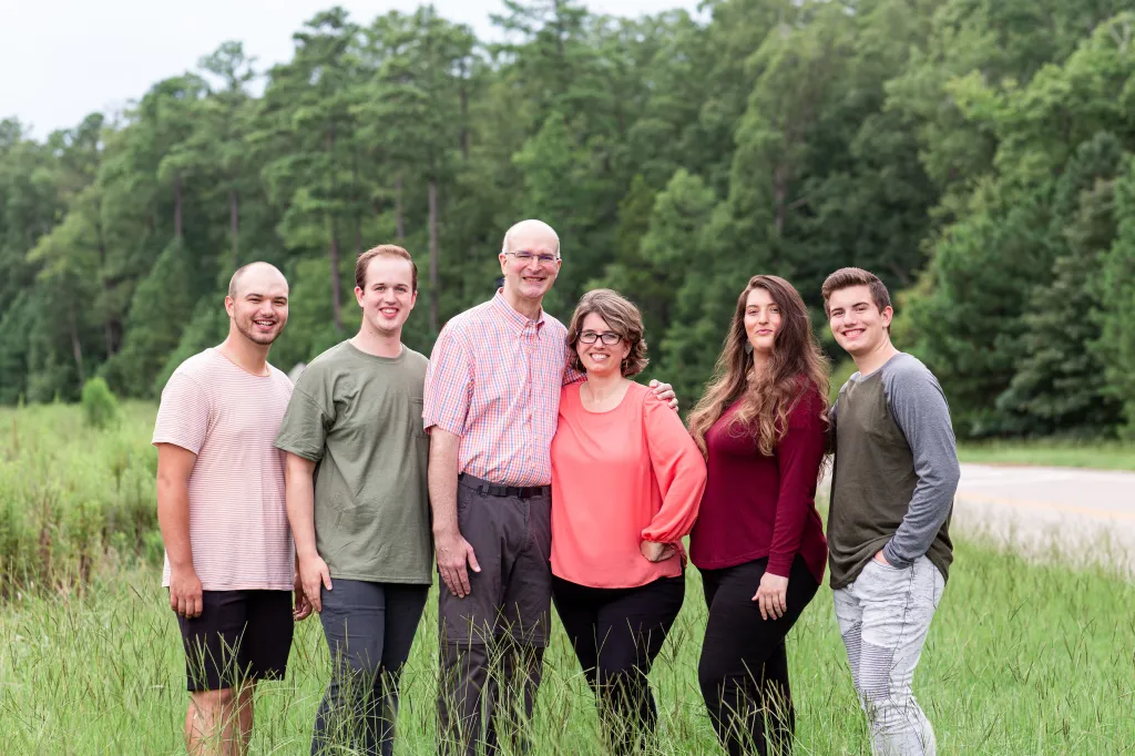 The Rasmussen family together outdoors in North Carolina